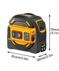 Pro Grade Digital Laser Tape Measure Workhorse 60 Meter 197 Ft Range with clear LCD screen and rugged build for precision measurements.
