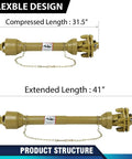 Heavy Duty PTO Drive Shaft With 6 Spline Ends And 1 3 8 Inch Fit, Series 4 Tractor Driveline Built For Rough Farm Work, Tough As Nails Slip Clutch, 20CrMnTi Steel U Joint And Heavy Q345 Tube For Agricultural Machinery. 31.5 to 41 in