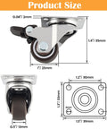 Low Profile Caster Wheels Set Of Four Heavy Duty Swivel Casters With Two Locking Brakes And Quiet Rubber Treads product size dimensions