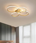 40W Modern Ceiling Light With 2 Ring Design Dimmable Flush Mount Fixture Remote Control Gold Acrylic Chandelier in bedroom