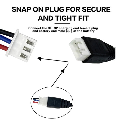 Close-up of Must Have 7.4V USB Charger Cable With XH 3Pin Plug showing secure connection for RC toys