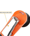 Close-up of safety pressure plate switch on Bainuo Mini Portable Pneumatic Chamfering Machine For Metal Trimming And Deburring 45 Degree Arc Corner Tool With Adjustable Speed Hand Held Power Equipment Orange