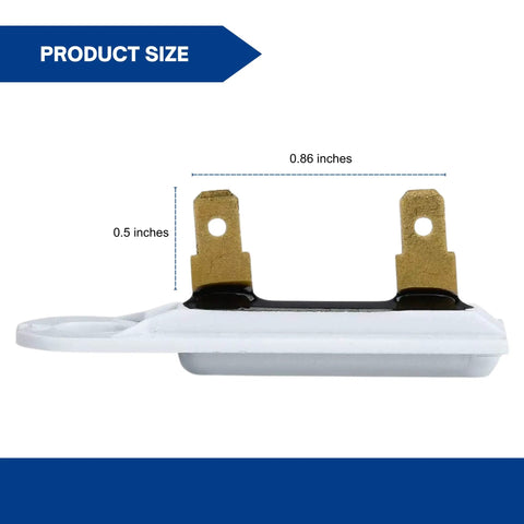 Side view of Dryer Thermal Fuse WP3392519 Universal Replacement For Whirlpool Maytag with dimensions