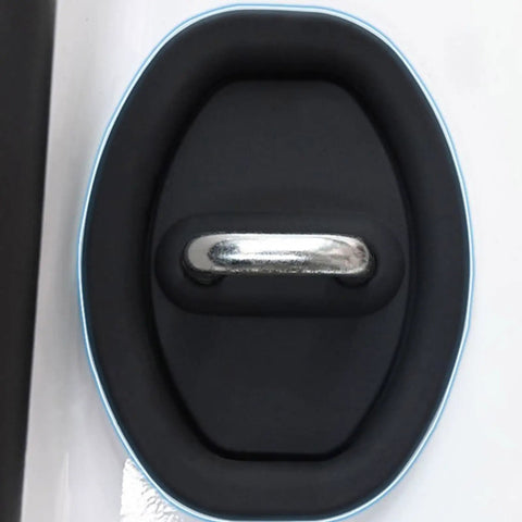Slick Auto Door Lock Buffers Shield Metal Buckles From Gnarly Scratches While Acting As Sound Deadening Cushions For A Tight Fit And Super Smooth Shuts On Your Daily Driver Keeping Trim Fresh. Black silicone cushion with chrome buckle.