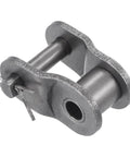 Close-up of carbon steel offset half link roller for 1-inch pitch chains, part of a five-piece kit, compatible with 16A chains.