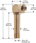 Brass Swivel Replacement for Hose Reels 704 705 714, 4.66 Inch Long, Heavy Duty Garden Reel Part, No Fuss Install, Brass Construction, Fits Worn Swivels, Model 4007, side view with dimensions