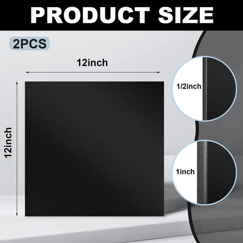 Two Black HDPE Sheets 12x12 Inches Thick One Inch And One Half Inch High Density Polyethylene Board For DIY Projects