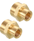 Two Pack Brass Pipe Fittings 1/2 NPT Female To 1/4 NPT Female Coupler For Leak Repair And Hose Adapter Your Go To Brass Plumbing Connectors