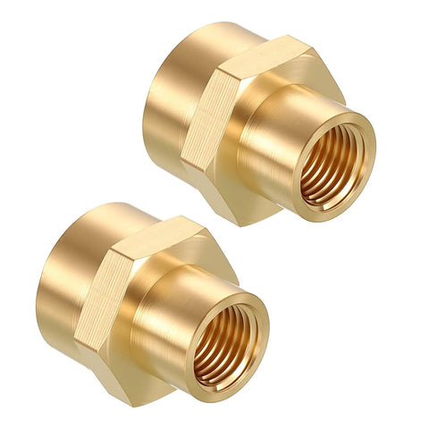Two Pack Brass Pipe Fittings 1/2 NPT Female To 1/4 NPT Female Coupler For Leak Repair And Hose Adapter Your Go To Brass Plumbing Connectors