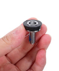 Get A Real Tough Set Of 10 Pcs Yardwe Steel Center Shaft Screws For Your Bike Crankset That Keep Rust Away And Secure Tight Fit In Any Bad Weather Condition For Smooth Riding Action - close up of a single steel screw with rubber washer.