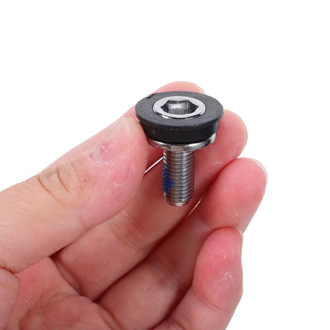 Get A Real Tough Set Of 10 Pcs Yardwe Steel Center Shaft Screws For Your Bike Crankset That Keep Rust Away And Secure Tight Fit In Any Bad Weather Condition For Smooth Riding Action - close up of a single steel screw with rubber washer.