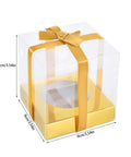 Golden Cake Gift Boxes 30 Pack With Clear Viewing Windows Premium Dessert Packaging, gold ribbon, 9cm size visible