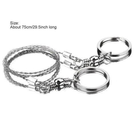 Beefy Stainless Steel Portable Wire Saw For Outdoor Wood Cutting, Survival And Camping Gear with rings, 75cm size.