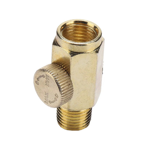Premium 3400Rpm Air Body Saw File For Metal And Plastic Deburring With NonSlip Grip Plus Safety Actuator showing a brass valve with knob.