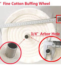 Close-up of 10 Inch Extra Thick Fine Cotton Buffing Wheels 70 Ply Polish Pads For Bench Grinders 3/4 Inch Arbor hole