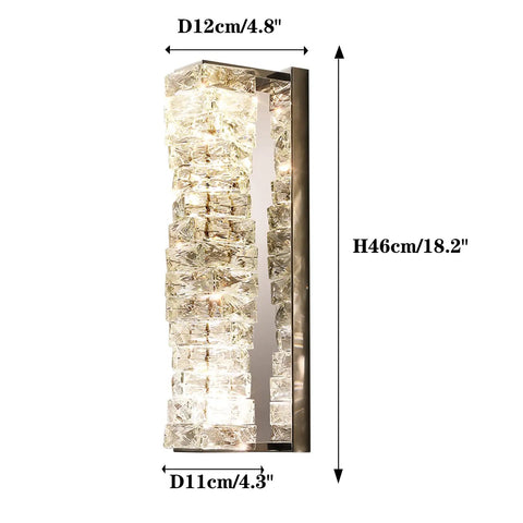 Crystal LED Wall Sconce Light For Living Room And Bedroom Modern Glass Wall Mount Fixture Luxury Interior Wall Lamp H46cm