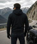 Streetguard Riding Hoodie With Aramid Armor And CE Shoulder Elbow Protection, Heavy-Duty Denim Blend, Black, XXL Size, rear view
