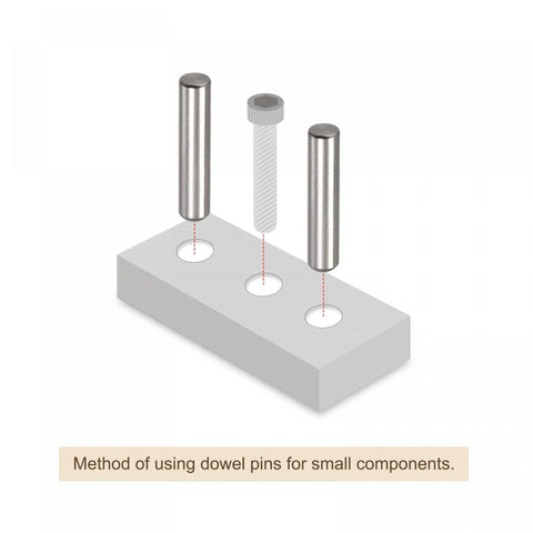 uxcell 3x28mm stainless steel dowel pins, 20 pcs, round head with flat chamfered end, isometric view
