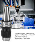 Built To Last Beefy BT40 APU13 100 Drill Chuck Tool Holder for CNC Milling Machines in operation with carbide and quenched steel core.