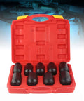Heavy Duty 9-Piece Impact Rated Hex Socket Set For 1/2 Inch Drive Axle Hub Nuts Made From Hardened Chrome Steel Perfect For Pro Mechanic Tool Kits, red case open with sockets