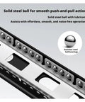 Premium Stainless Steel Bottom Mount Drawer Slides Featuring Hella Smooth Gliding Action And Badass Concealed Frame For Heavy Duty Organizing That Flows Like Butter close-up of stainless steel ball bearings for smooth glide.