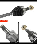 Front Left CV Axle Shaft Assembly for Ram ProMaster 1500 2500 3500 3.6L V6 Driver Side Replacement Beefed-Up Updated Design Fits 2016 2017 2018 2019 2020 2021 Models close-up of axle boot and splined end