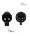 NACS To J1772 EV Charger Adapter For Level 1 And Level 2 Charging, 80 Amps At 250 Volts showing Tesla and J1772 connectors