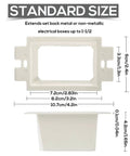 Five Pack 1 Gang Electrical Outlet Box Extenders With Ten Screws White High Temperature PA Material front view with measurements