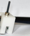 Pro Grade Window Screen Pin Plunger Jig Tool Drills Smooth Straight Holes Every Time No Sweat, featuring white Delrin plastic and black handle.