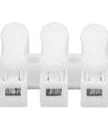 Close-up of a white 200 Pack Quick Connector Cable Clamps Terminal Block Wire Press Springs for Electric Motors and Electrical Projects
