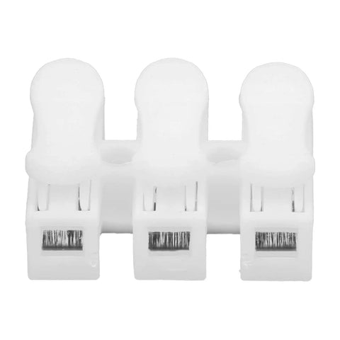 Close-up of a white 200 Pack Quick Connector Cable Clamps Terminal Block Wire Press Springs for Electric Motors and Electrical Projects