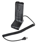 KMC-9C Desktop Microphone For Kenwood Mobile Radios with 8 Pin Plug Base Mic, showing push-to-talk button and coiled cord for TK/NX Series.