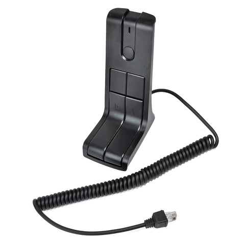 KMC-9C Desktop Microphone For Kenwood Mobile Radios with 8 Pin Plug Base Mic, showing push-to-talk button and coiled cord for TK/NX Series.