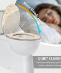 Toilet Seat Elongated for Bathroom Use with natural stone design, quiet closing feature, fits standard toilets.