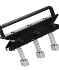 DripProof Sheet Metal Bending Machine With V Groove Roller System For Secure Clamping And Fewer Errors, Ideal For Creating Eaves Drip Edges And Roof Panels, Lightweight And No Fuss To Use, Precisely Adjustable Bender. Black metal sheet bender with handle and clamping rollers