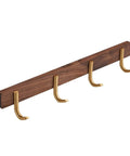 Straight Up Solid Wall Mounted Coat Rack With Five Steel Hooks For Slick Entryway Organization Holds Coats Jackets Keys Umbrellas And Daily Grind Essentials, wooden back with gold hooks.