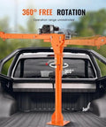 Heavy Duty Electric Engine Hoist For Pickup Trucks Featuring 360 Swivel Jib Design With Adjustable Boom Capabilities Up To 500 Kilograms mounted in truck bed with 360-degree rotation.
