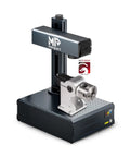 100W MOPA Fiber Laser Marking Machine With Rotary Axis on a steel base, designed for precise metal color marking and Lightburn support.