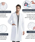 Unisex White Lab Coat For Students And Pros, Spillproof Medical Coat With Durable Fabric, Multi Purpose Lab Jacket For Hospitals, XXL Size