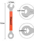 Bike Crank Puller Tool Set With 16mm And 15mm Wrenches, detailed view of 15mm wrench with dimensions, forged steel, plastic grip