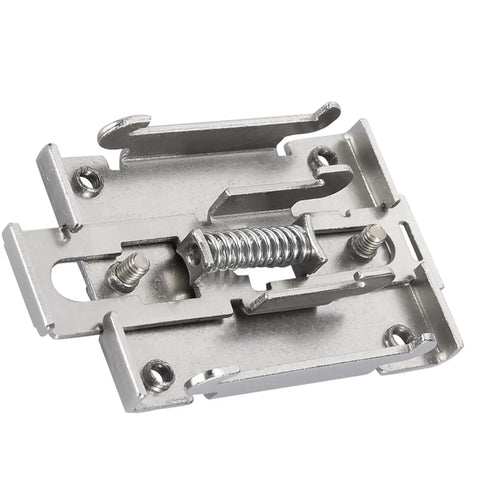Close-up of Four Pack 35MM DIN Rail Mounting Clip For Solid State Relay Mounting Rack In Stainless Steel With Screws Chinese Standard Easy Install