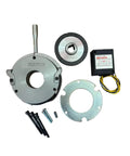 MS094H-040 DC99V electromagnetic power-off brake kit: round aluminum housing, rotor, mounting plate, and control unit