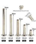 Slick Nickel Plated Chicago Binding Screws 80 Piece Assorted M5 Scrapbook Extender Post Set with various sizes displayed.