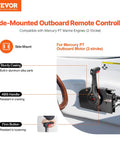 Side Mounted Outboard Remote Throttle Control Box With Power Trim Switch And Lanyard 16.3 Ft Harness 8 Plus 4 Pin Marine Throttle Controller For Mercury PT 2 Stroke Engines Durable Aluminum Housing And Crack Resistant ABS Handle mounted on boat