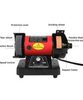 150 Watt Mini Bench Grinder And Polisher For Jewelry Crafting And Jade Engraving Featuring Adjustable Speed Control with grinding wheel and fiber wheel.
