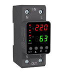 Power Guard Adjustable Voltage Protector And Smart Circuit Breaker For DIN Rail Mount 110V 220V Drop-In Ready Undervoltage 80-210V Overvoltage 130-300V 1-63A Adjustable Overcurrent Real-Time Voltage And Current Display, DIN-rail module with display