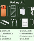 Packing list for Built Different 5G Unlocked Smartphone Running Android 15 With 8GB RAM Plus 256GB Internal Storage