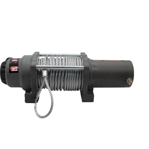 Vantage 4000 12V DC Electric Winch for ATV UTV Side By Side With 55 Ft Aircraft Grade Wire Rope And Roller Fairlead For Off Road Recovery And Heavy Duty Tasks, side view