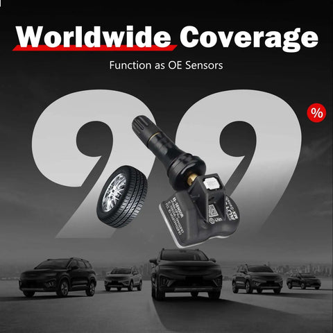 MX Sensor TPMS Sensor Set Of 20 Programmable OE Level 315MHz And 433MHz Press In 2 In 1 For Tire Pressure Monitoring System With Wireless Programming Compatibility TS508 TS608 on black background