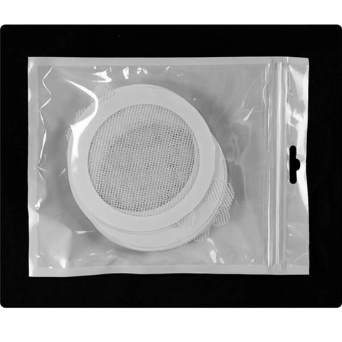 10pcs Hair Catcher for Shower Drain, Four Ears Round in clear packaging showing circular hair catchers for drains.